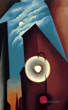 new york street with moon Georgia Okeeffe American modernism Precisionism Oil Paintings